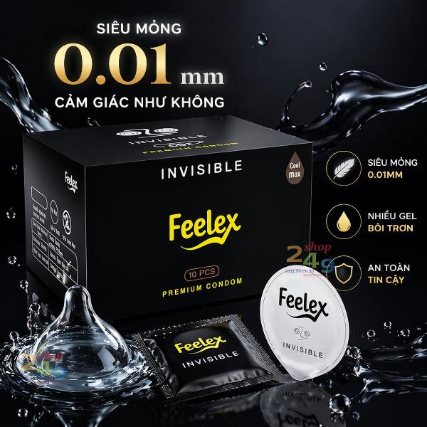 Bao Cao Su Feelex Invisible Siêu Mỏng 0.01mm – Chạm Đỉnh Cảm Giác Chân Thật