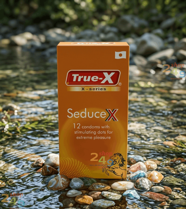 Bao Cao Su True-X SeduceX Hộp 12 Cái – Gai Hạt Nổi Kích Thích Mạnh & Kéo Dài 8% Benzocaine