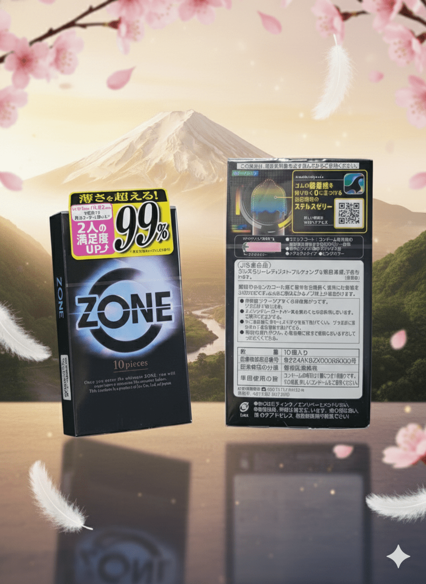 Bao cao su Jex Zone 0.01mm mặt sau thông tin kỹ thuật Nhật Bản