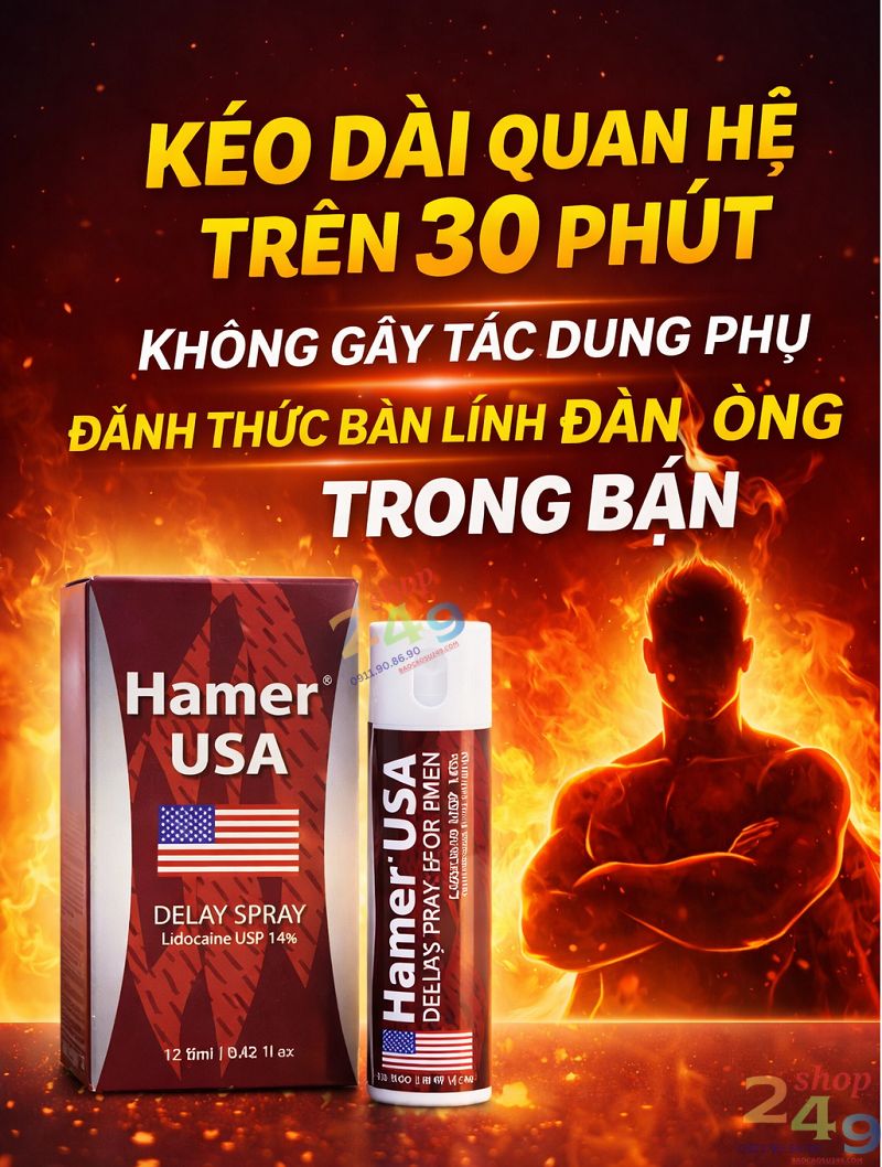 Xịt kéo dài thời gian Hamer USA chính hãng tại shop bao cao su 249 Đà Nẵng