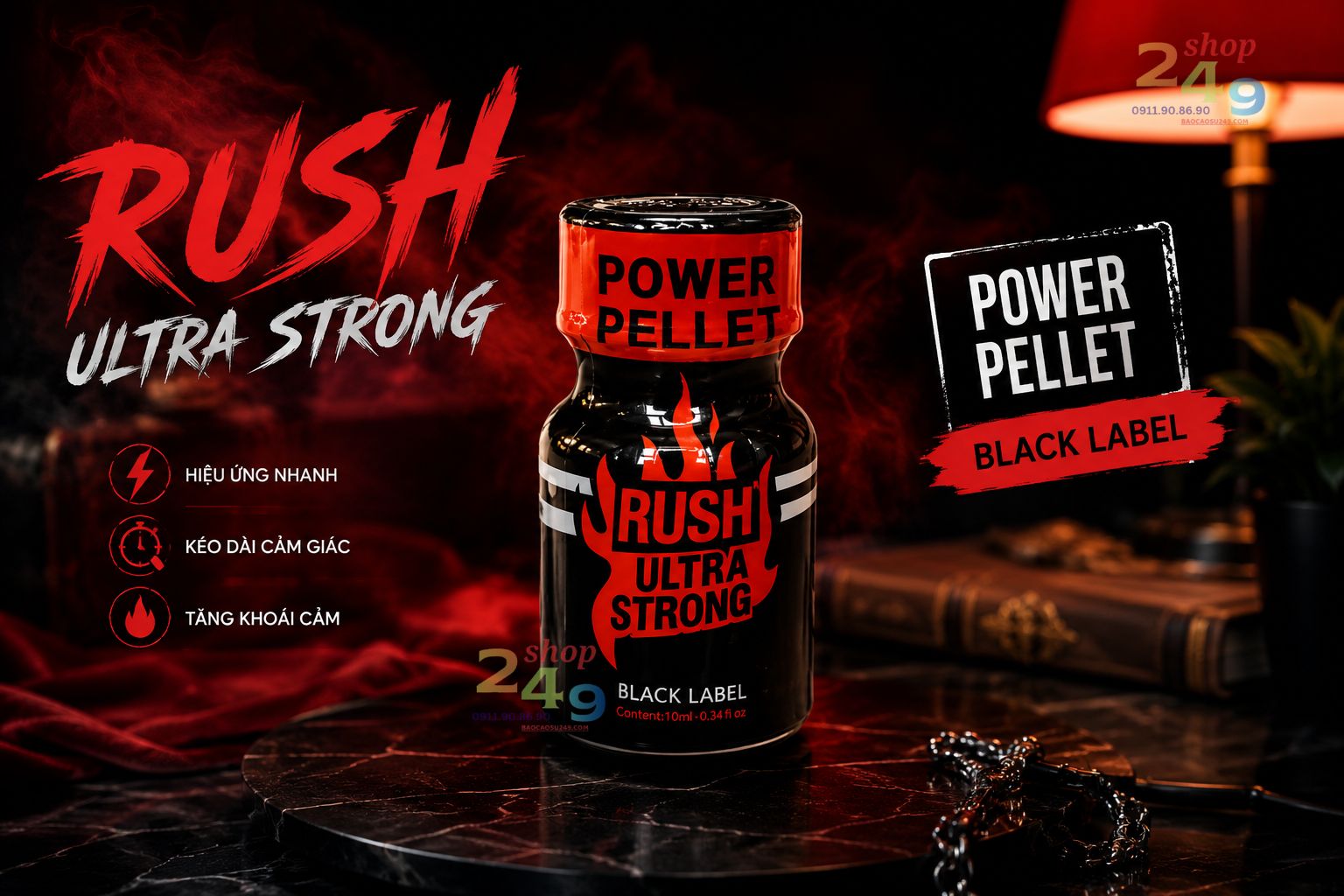 Nước ngửi Popper Rush Ultra Strong Black Label 10ml siêu mạnh
