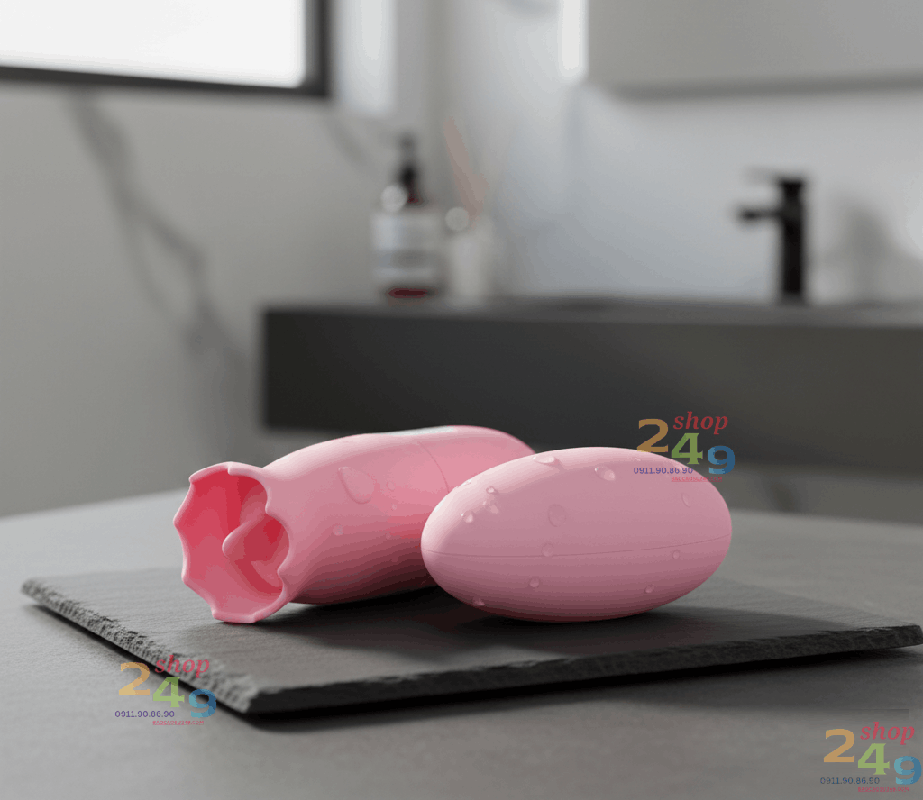 Trứng rung đôi 1 đầu rung 1 đầu lưỡi liếm silicone mềm mịn
