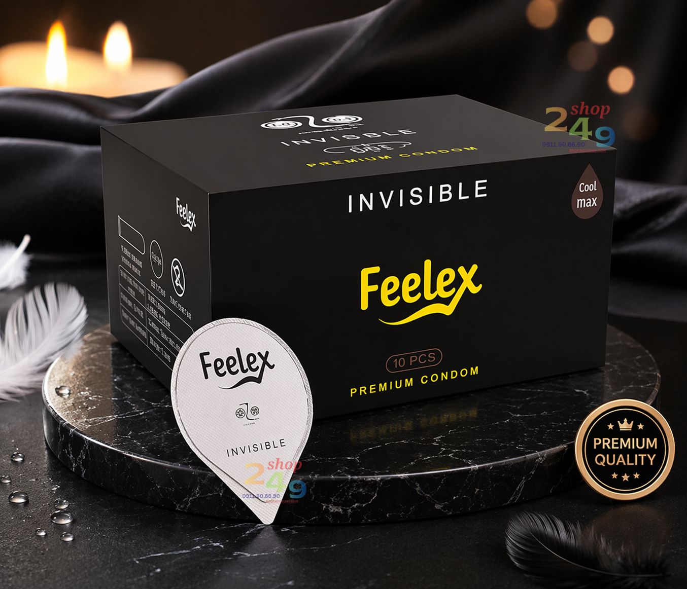 bao cao su feelex invisible nhiều gel bôi trơn trơn tru êm ái